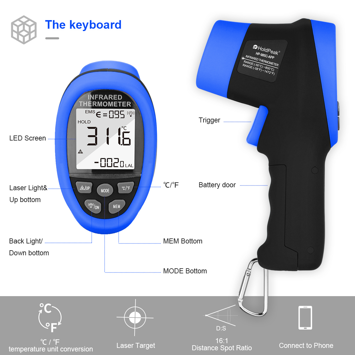 HoldPeak IR Thermometer Gun -5 - Industrial Laser Thermometer ulasan dan harga